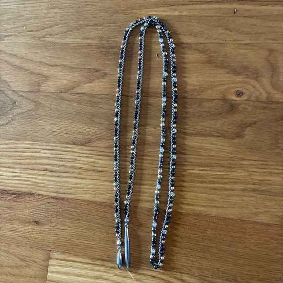 Stella & Dot The Versatile Zoe Silver Beaded Lariat Necklace  42” - Picture 4 of 5